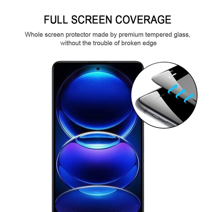 Pegamento completo Protector de pantalla de cubierta completa Película de vidrio templado, For Xiaomi Redmi Note 12 Pro/12 Pro+ Global/12R Pro (1 PC)