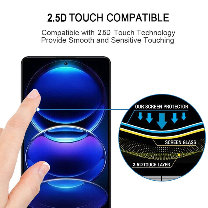 Pegamento completo Protector de pantalla de cubierta completa Película de vidrio templado, For Xiaomi Redmi Note 12 Pro/12 Pro+ Global/12R Pro (1 PC)