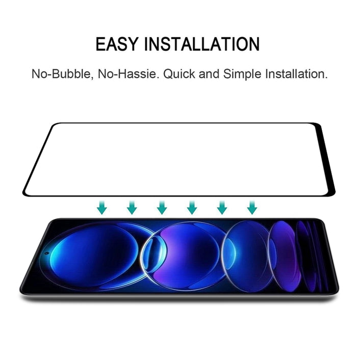 Pegamento completo Protector de pantalla de cubierta completa Película de vidrio templado, For Xiaomi Redmi Note 12 Pro/12 Pro+ Global/12R Pro (1 PC)