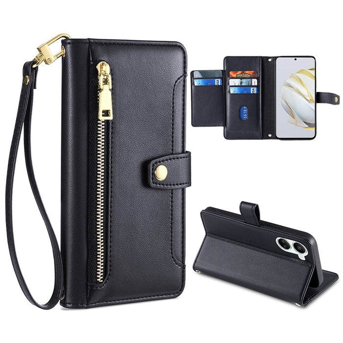 Estuche para teléfono de cuero con cremallera cruzada con textura de oveja, For Huawei P50, For Huawei P Smart Z / Enjoy 10 Plus, For Huawei Nova 10 Pro, For Huawei Mate 50, For Huawei Nova 10 SE, For Meizu Note 9, For Nokia C21 Plus, For Nokia X30 5G ...