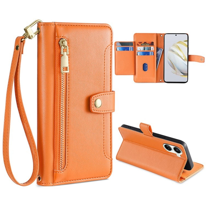 Estuche para teléfono de cuero con cremallera cruzada con textura de oveja, For Huawei P50, For Huawei P Smart Z / Enjoy 10 Plus, For Huawei Nova 10 Pro, For Huawei Mate 50, For Huawei Nova 10 SE, For Meizu Note 9, For Nokia C21 Plus, For Nokia X30 5G ...