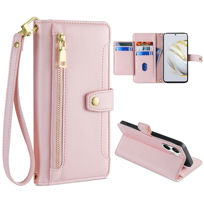 Estuche para teléfono de cuero con cremallera cruzada con textura de oveja, For Huawei P50, For Huawei P Smart Z / Enjoy 10 Plus, For Huawei Nova 10 Pro, For Huawei Mate 50, For Huawei Nova 10 SE, For Meizu Note 9, For Nokia C21 Plus, For Nokia X30 5G ...