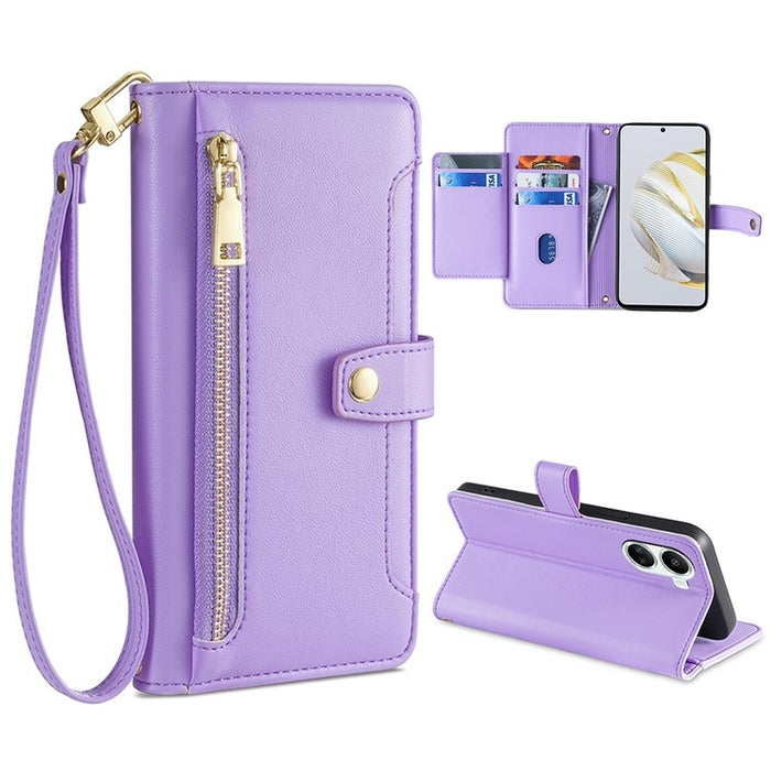 Estuche para teléfono de cuero con cremallera cruzada con textura de oveja, For Huawei P50, For Huawei P Smart Z / Enjoy 10 Plus, For Huawei Nova 10 Pro, For Huawei Mate 50, For Huawei Nova 10 SE, For Meizu Note 9, For Nokia C21 Plus, For Nokia X30 5G ...