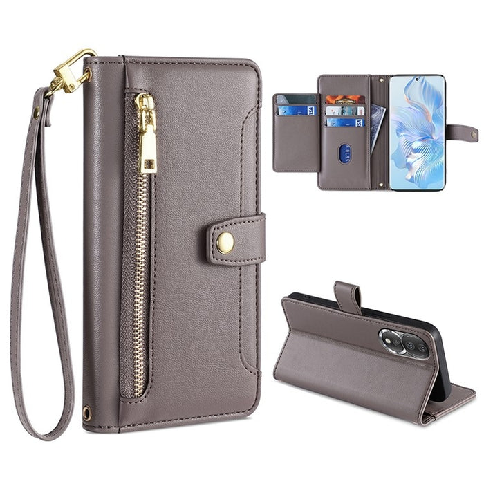 Estuche para teléfono de cuero con cremallera cruzada con textura de oveja, For Huawei P50, For Huawei P Smart Z / Enjoy 10 Plus, For Huawei Nova 10 Pro, For Huawei Mate 50, For Huawei Nova 10 SE, For Meizu Note 9, For Nokia C21 Plus, For Nokia X30 5G ...