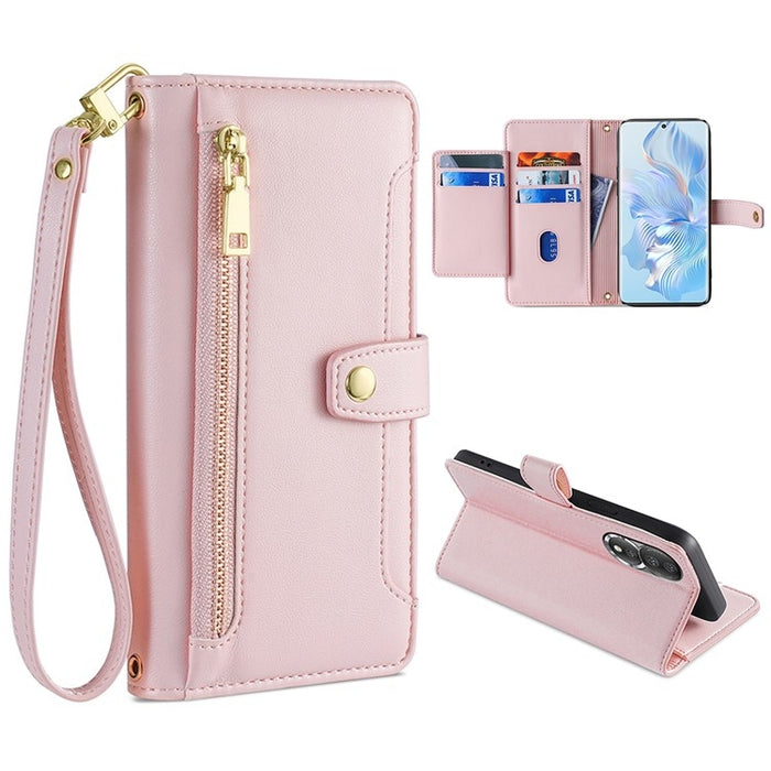 Estuche para teléfono de cuero con cremallera cruzada con textura de oveja, For Huawei P50, For Huawei P Smart Z / Enjoy 10 Plus, For Huawei Nova 10 Pro, For Huawei Mate 50, For Huawei Nova 10 SE, For Meizu Note 9, For Nokia C21 Plus, For Nokia X30 5G ...