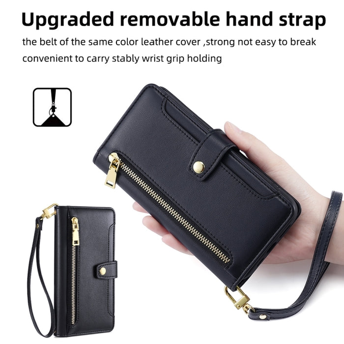 Estuche para teléfono de cuero con cremallera cruzada con textura de oveja, For Xiaomi Redmi Note 11 4G Global / Note 11S, For Xiaomi Redmi K50 Ultra, For Xiaomi Civi 2 5G, For Xiaomi Redmi K40 Gaming, For OnePlus 10 Pro 5G, For OnePlus Ace Racing