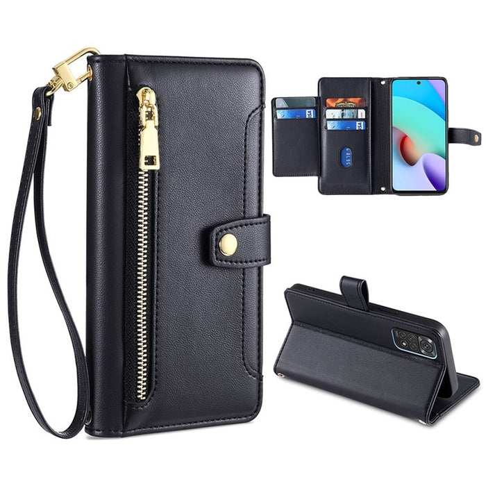 Estuche para teléfono de cuero con cremallera cruzada con textura de oveja, For Xiaomi Redmi Note 11 4G Global / Note 11S, For Xiaomi Redmi K50 Ultra, For Xiaomi Civi 2 5G, For Xiaomi Redmi K40 Gaming, For OnePlus 10 Pro 5G, For OnePlus Ace Racing