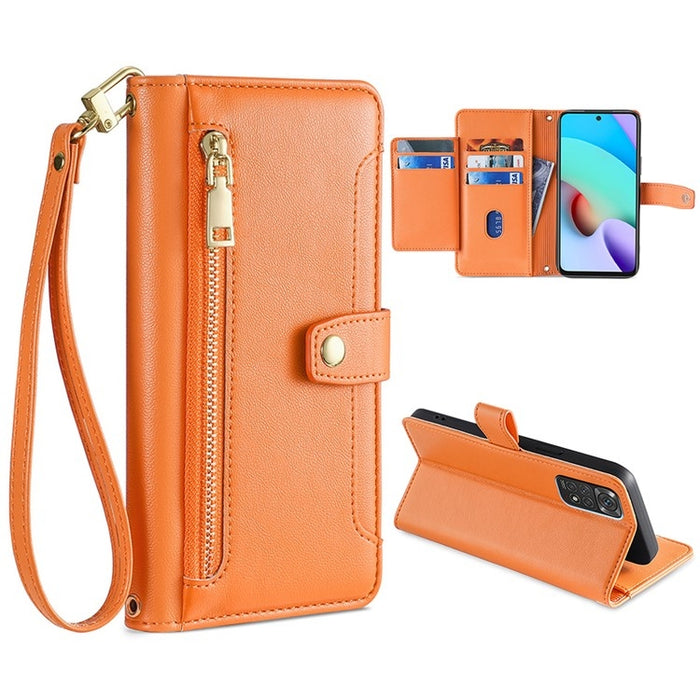 Estuche para teléfono de cuero con cremallera cruzada con textura de oveja, For Xiaomi Redmi Note 11 4G Global / Note 11S, For Xiaomi Redmi K50 Ultra, For Xiaomi Civi 2 5G, For Xiaomi Redmi K40 Gaming, For OnePlus 10 Pro 5G, For OnePlus Ace Racing