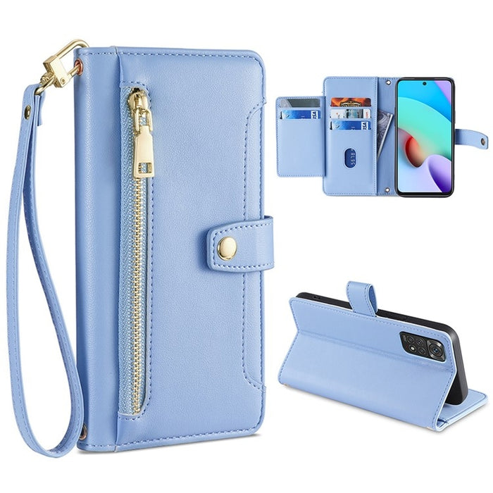 Estuche para teléfono de cuero con cremallera cruzada con textura de oveja, For Xiaomi Redmi Note 11 4G Global / Note 11S, For Xiaomi Redmi K50 Ultra, For Xiaomi Civi 2 5G, For Xiaomi Redmi K40 Gaming, For OnePlus 10 Pro 5G, For OnePlus Ace Racing