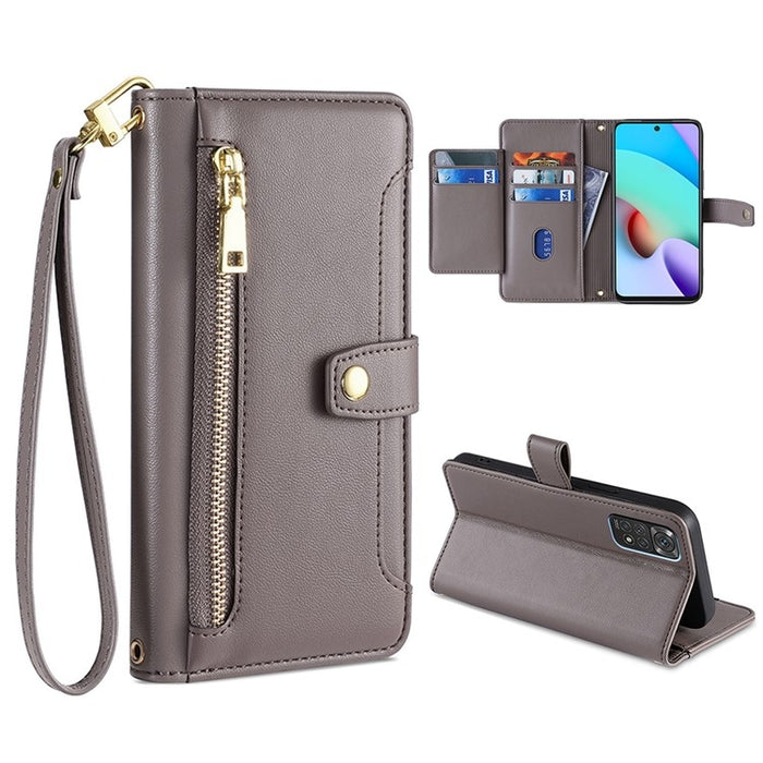 Estuche para teléfono de cuero con cremallera cruzada con textura de oveja, For Xiaomi Redmi Note 11 4G Global / Note 11S, For Xiaomi Redmi K50 Ultra, For Xiaomi Civi 2 5G, For Xiaomi Redmi K40 Gaming, For OnePlus 10 Pro 5G, For OnePlus Ace Racing