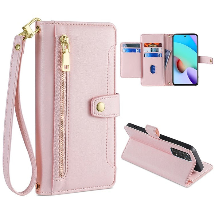 Estuche para teléfono de cuero con cremallera cruzada con textura de oveja, For Xiaomi Redmi Note 11 4G Global / Note 11S, For Xiaomi Redmi K50 Ultra, For Xiaomi Civi 2 5G, For Xiaomi Redmi K40 Gaming, For OnePlus 10 Pro 5G, For OnePlus Ace Racing