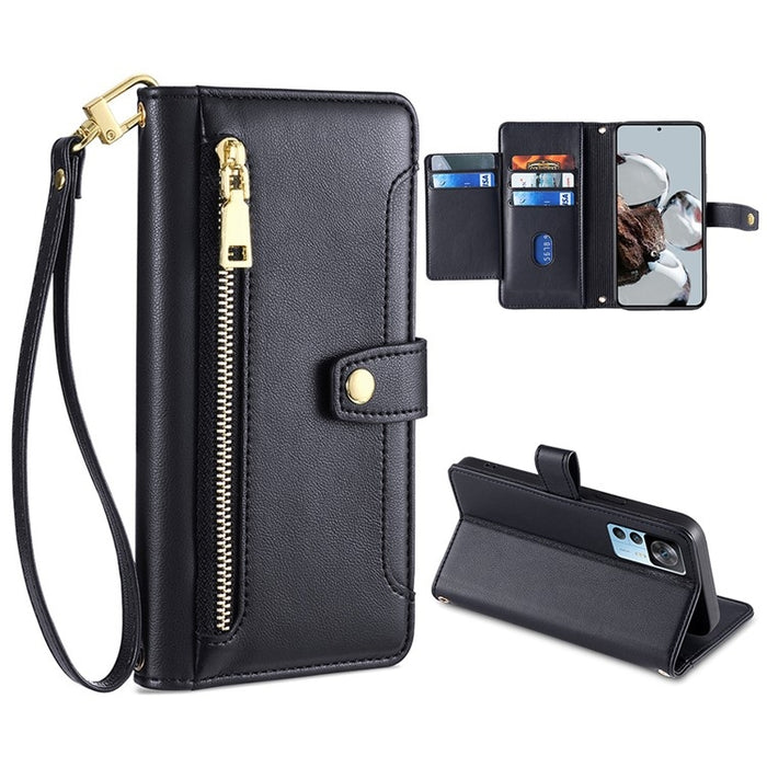 Estuche para teléfono de cuero con cremallera cruzada con textura de oveja, For Xiaomi Redmi Note 11 4G Global / Note 11S, For Xiaomi Redmi K50 Ultra, For Xiaomi Civi 2 5G, For Xiaomi Redmi K40 Gaming, For OnePlus 10 Pro 5G, For OnePlus Ace Racing