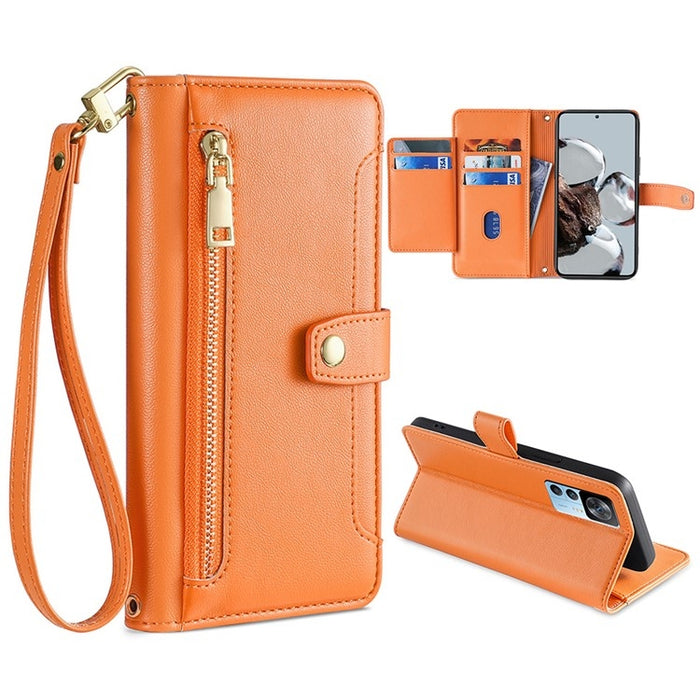 Estuche para teléfono de cuero con cremallera cruzada con textura de oveja, For Xiaomi Redmi Note 11 4G Global / Note 11S, For Xiaomi Redmi K50 Ultra, For Xiaomi Civi 2 5G, For Xiaomi Redmi K40 Gaming, For OnePlus 10 Pro 5G, For OnePlus Ace Racing