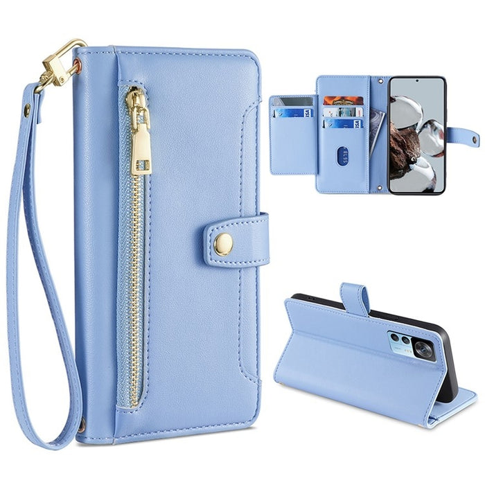 Estuche para teléfono de cuero con cremallera cruzada con textura de oveja, For Xiaomi Redmi Note 11 4G Global / Note 11S, For Xiaomi Redmi K50 Ultra, For Xiaomi Civi 2 5G, For Xiaomi Redmi K40 Gaming, For OnePlus 10 Pro 5G, For OnePlus Ace Racing