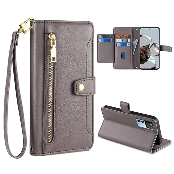 Estuche para teléfono de cuero con cremallera cruzada con textura de oveja, For Xiaomi Redmi Note 11 4G Global / Note 11S, For Xiaomi Redmi K50 Ultra, For Xiaomi Civi 2 5G, For Xiaomi Redmi K40 Gaming, For OnePlus 10 Pro 5G, For OnePlus Ace Racing