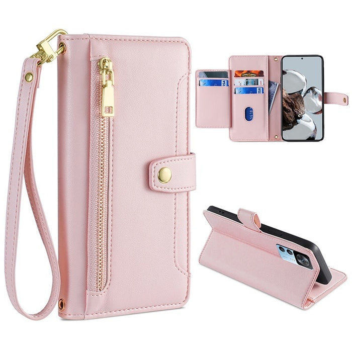 Estuche para teléfono de cuero con cremallera cruzada con textura de oveja, For Xiaomi Redmi Note 11 4G Global / Note 11S, For Xiaomi Redmi K50 Ultra, For Xiaomi Civi 2 5G, For Xiaomi Redmi K40 Gaming, For OnePlus 10 Pro 5G, For OnePlus Ace Racing