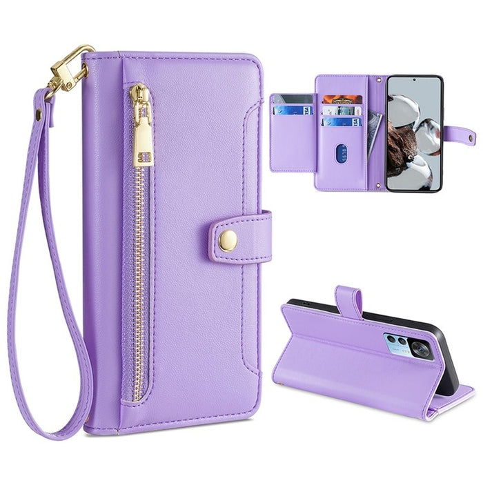 Estuche para teléfono de cuero con cremallera cruzada con textura de oveja, For Xiaomi Redmi Note 11 4G Global / Note 11S, For Xiaomi Redmi K50 Ultra, For Xiaomi Civi 2 5G, For Xiaomi Redmi K40 Gaming, For OnePlus 10 Pro 5G, For OnePlus Ace Racing