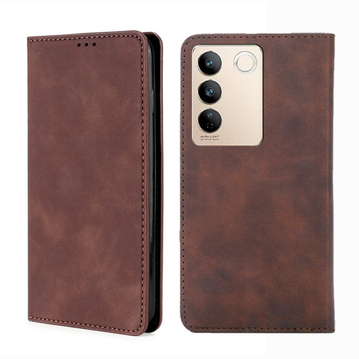 Estuche para teléfono de cuero con tapa horizontal magnética con sensación de piel, For TCL 40 SE, For TCL 405 / 406 / 408, For vivo S16 / S16 Pro, For vivo Y02 4G, For Fujitsu Arrows N F-51C, For Xiaomi Redmi K60E, For Xiaomi Redmi K60 / K60 Pro      ...
