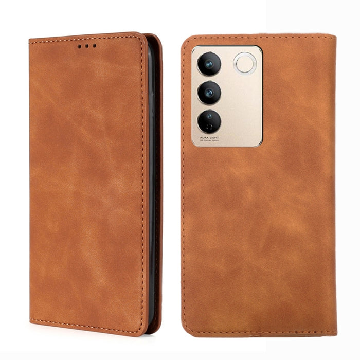 Estuche para teléfono de cuero con tapa horizontal magnética con sensación de piel, For TCL 40 SE, For TCL 405 / 406 / 408, For vivo S16 / S16 Pro, For vivo Y02 4G, For Fujitsu Arrows N F-51C, For Xiaomi Redmi K60E, For Xiaomi Redmi K60 / K60 Pro      ...