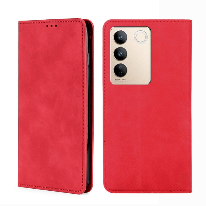 Estuche para teléfono de cuero con tapa horizontal magnética con sensación de piel, For TCL 40 SE, For TCL 405 / 406 / 408, For vivo S16 / S16 Pro, For vivo Y02 4G, For Fujitsu Arrows N F-51C, For Xiaomi Redmi K60E, For Xiaomi Redmi K60 / K60 Pro      ...