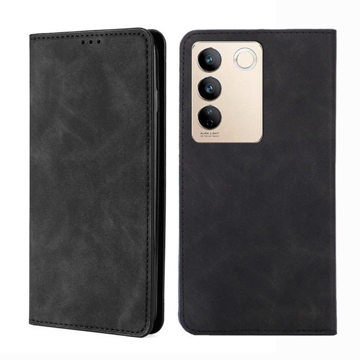 Estuche para teléfono de cuero con tapa horizontal magnética con sensación de piel, For TCL 40 SE, For TCL 405 / 406 / 408, For vivo S16 / S16 Pro, For vivo Y02 4G, For Fujitsu Arrows N F-51C, For Xiaomi Redmi K60E, For Xiaomi Redmi K60 / K60 Pro      ...