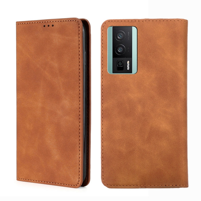 Estuche para teléfono de cuero con tapa horizontal magnética con sensación de piel, For TCL 40 SE, For TCL 405 / 406 / 408, For vivo S16 / S16 Pro, For vivo Y02 4G, For Fujitsu Arrows N F-51C, For Xiaomi Redmi K60E, For Xiaomi Redmi K60 / K60 Pro      ...