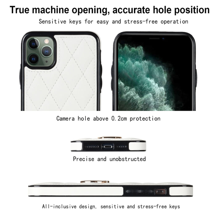 Estuche para teléfono de cuero PU rómbico con soporte para anillo, For iPhone 11 Pro, For iPhone 11 Pro Max, For iPhone X / XS, For iPhone XR, For iPhone XS Max, For iPhone SE 2020 / SE 2022 / 7 / 8, For iPhone 7 Plus / 8 Plus
