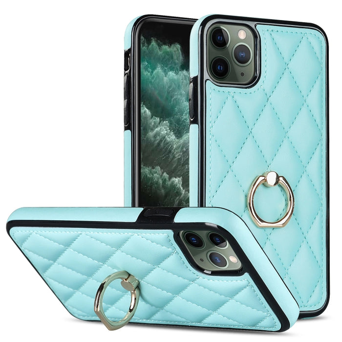 Estuche para teléfono de cuero PU rómbico con soporte para anillo, For iPhone 11 Pro, For iPhone 11 Pro Max, For iPhone X / XS, For iPhone XR, For iPhone XS Max, For iPhone SE 2020 / SE 2022 / 7 / 8, For iPhone 7 Plus / 8 Plus