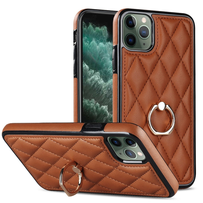 Estuche para teléfono de cuero PU rómbico con soporte para anillo, For iPhone 11 Pro, For iPhone 11 Pro Max, For iPhone X / XS, For iPhone XR, For iPhone XS Max, For iPhone SE 2020 / SE 2022 / 7 / 8, For iPhone 7 Plus / 8 Plus
