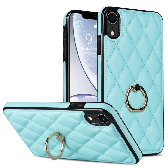 Estuche para teléfono de cuero PU rómbico con soporte para anillo, For iPhone 11 Pro, For iPhone 11 Pro Max, For iPhone X / XS, For iPhone XR, For iPhone XS Max, For iPhone SE 2020 / SE 2022 / 7 / 8, For iPhone 7 Plus / 8 Plus