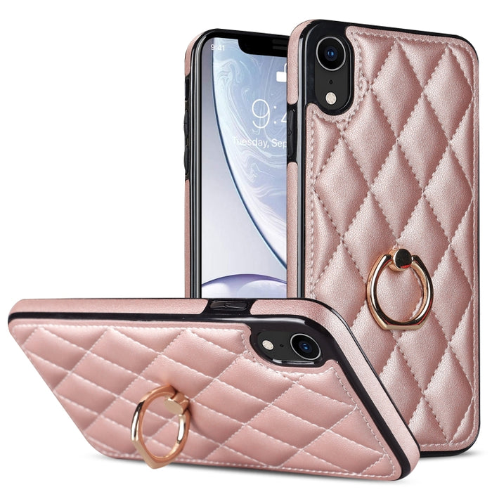 Estuche para teléfono de cuero PU rómbico con soporte para anillo, For iPhone 11 Pro, For iPhone 11 Pro Max, For iPhone X / XS, For iPhone XR, For iPhone XS Max, For iPhone SE 2020 / SE 2022 / 7 / 8, For iPhone 7 Plus / 8 Plus