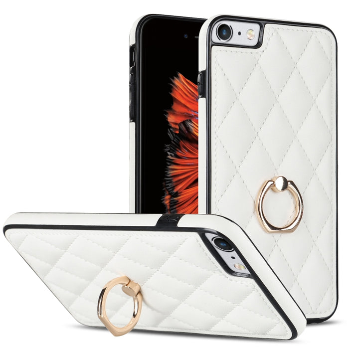 Estuche para teléfono de cuero PU rómbico con soporte para anillo, For iPhone 11 Pro, For iPhone 11 Pro Max, For iPhone X / XS, For iPhone XR, For iPhone XS Max, For iPhone SE 2020 / SE 2022 / 7 / 8, For iPhone 7 Plus / 8 Plus