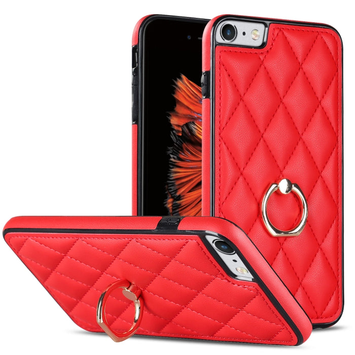 Estuche para teléfono de cuero PU rómbico con soporte para anillo, For iPhone 11 Pro, For iPhone 11 Pro Max, For iPhone X / XS, For iPhone XR, For iPhone XS Max, For iPhone SE 2020 / SE 2022 / 7 / 8, For iPhone 7 Plus / 8 Plus