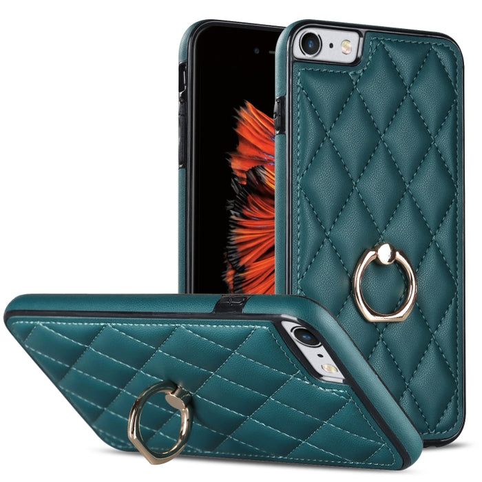 Estuche para teléfono de cuero PU rómbico con soporte para anillo, For iPhone 11 Pro, For iPhone 11 Pro Max, For iPhone X / XS, For iPhone XR, For iPhone XS Max, For iPhone SE 2020 / SE 2022 / 7 / 8, For iPhone 7 Plus / 8 Plus