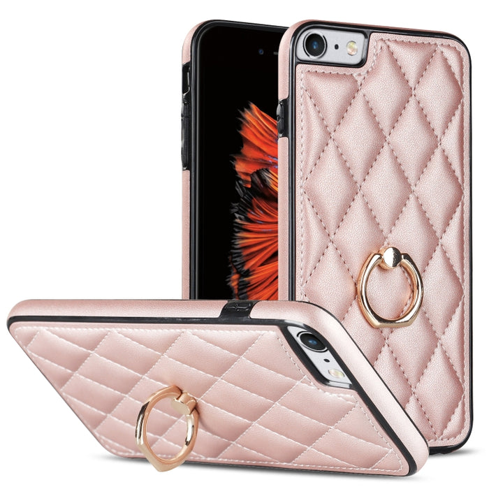 Estuche para teléfono de cuero PU rómbico con soporte para anillo, For iPhone 11 Pro, For iPhone 11 Pro Max, For iPhone X / XS, For iPhone XR, For iPhone XS Max, For iPhone SE 2020 / SE 2022 / 7 / 8, For iPhone 7 Plus / 8 Plus