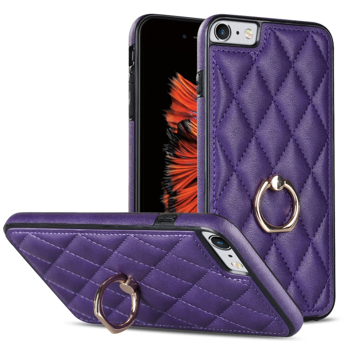 Estuche para teléfono de cuero PU rómbico con soporte para anillo, For iPhone 11 Pro, For iPhone 11 Pro Max, For iPhone X / XS, For iPhone XR, For iPhone XS Max, For iPhone SE 2020 / SE 2022 / 7 / 8, For iPhone 7 Plus / 8 Plus