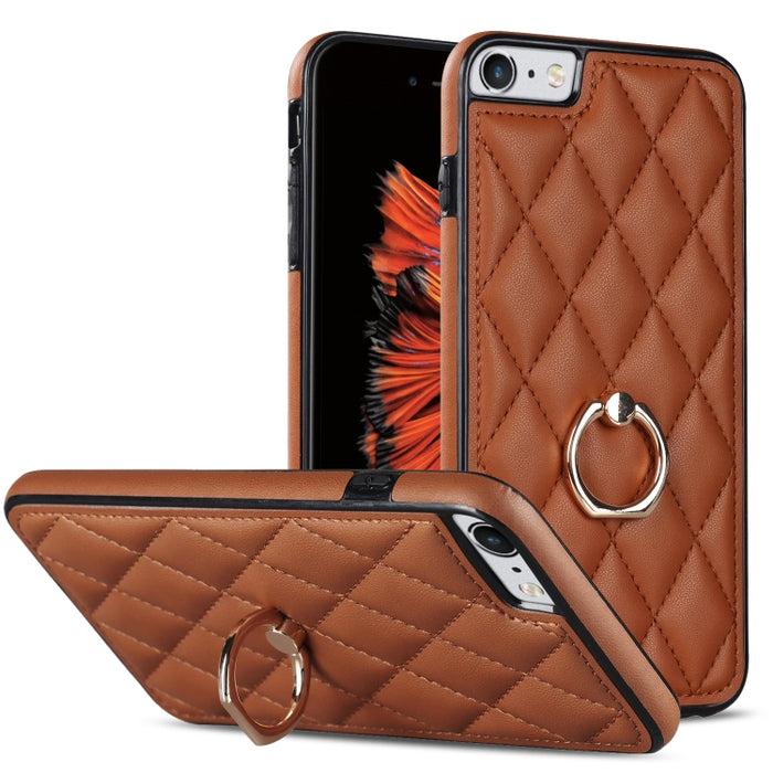 Estuche para teléfono de cuero PU rómbico con soporte para anillo, For iPhone 11 Pro, For iPhone 11 Pro Max, For iPhone X / XS, For iPhone XR, For iPhone XS Max, For iPhone SE 2020 / SE 2022 / 7 / 8, For iPhone 7 Plus / 8 Plus