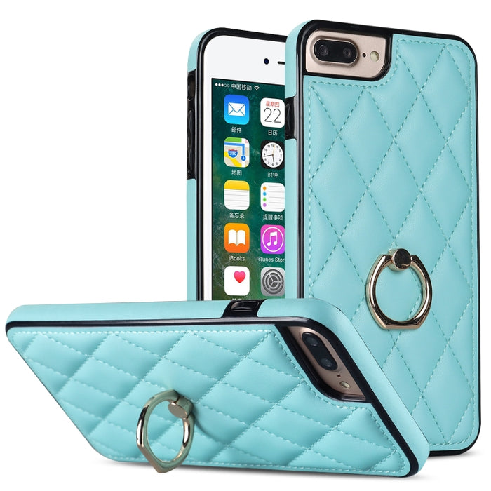 Estuche para teléfono de cuero PU rómbico con soporte para anillo, For iPhone 11 Pro, For iPhone 11 Pro Max, For iPhone X / XS, For iPhone XR, For iPhone XS Max, For iPhone SE 2020 / SE 2022 / 7 / 8, For iPhone 7 Plus / 8 Plus