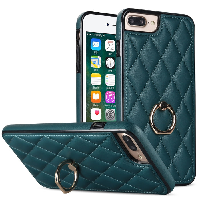 Estuche para teléfono de cuero PU rómbico con soporte para anillo, For iPhone 11 Pro, For iPhone 11 Pro Max, For iPhone X / XS, For iPhone XR, For iPhone XS Max, For iPhone SE 2020 / SE 2022 / 7 / 8, For iPhone 7 Plus / 8 Plus
