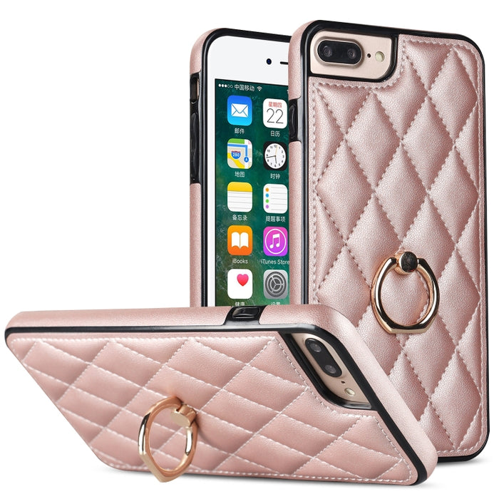 Estuche para teléfono de cuero PU rómbico con soporte para anillo, For iPhone 11 Pro, For iPhone 11 Pro Max, For iPhone X / XS, For iPhone XR, For iPhone XS Max, For iPhone SE 2020 / SE 2022 / 7 / 8, For iPhone 7 Plus / 8 Plus