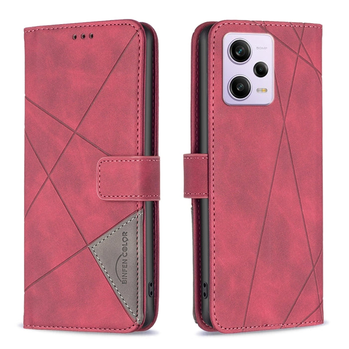 Caja de teléfono de cuero con textura de rombos con hebilla magnética, For vivo Y02 4G, For Xiaomi Redmi 12C, For Xiaomi Redmi K60 / K60 Pro, For Xiaomi Redmi Note 12 Pro+ Global, For Xiaomi Redmi Note 12 Pro 5G Global, For Xiaomi Redmi Note 12 Global