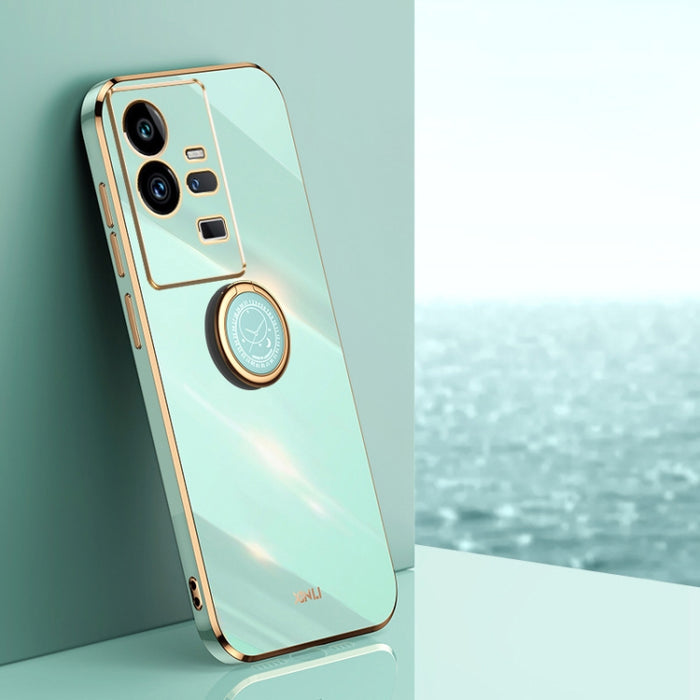 XINLI Straight Edge 6D Electroplate TPU Funda para teléfono con soporte para anillo, For vivo iQOO 11 Pro 5G, For Xiaomi Redmi 12C 4G, For Xiaomi Redmi Note 12 Pro Speed, For Honor 80 GT 5G, For Honor 80 Pro Flat