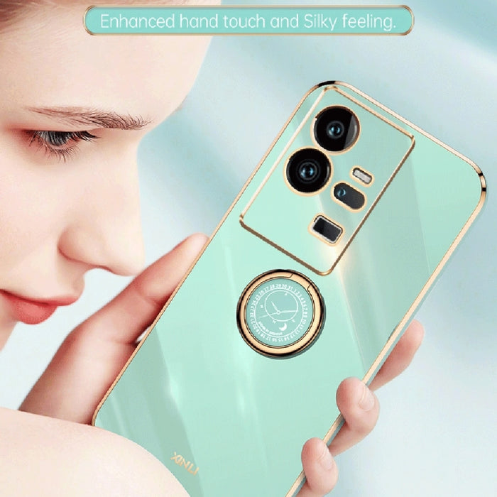 XINLI Straight Edge 6D Electroplate TPU Funda para teléfono con soporte para anillo, For vivo iQOO 11 Pro 5G, For Xiaomi Redmi 12C 4G, For Xiaomi Redmi Note 12 Pro Speed, For Honor 80 GT 5G, For Honor 80 Pro Flat