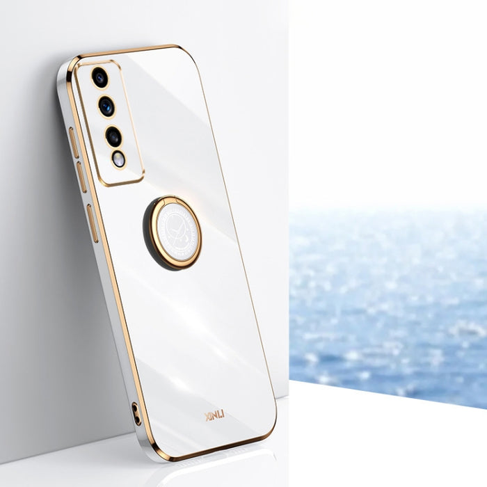 XINLI Straight Edge 6D Electroplate TPU Funda para teléfono con soporte para anillo, For vivo iQOO 11 Pro 5G, For Xiaomi Redmi 12C 4G, For Xiaomi Redmi Note 12 Pro Speed, For Honor 80 GT 5G, For Honor 80 Pro Flat