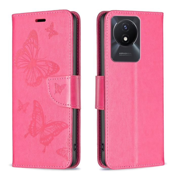 Estuche para teléfono de cuero con estampado de dos mariposas en relieve, For vivo Y02 4G, For Xiaomi Redmi 12C, For Xiaomi Redmi K60 / K60 Pro, For Xiaomi Redmi Note 12 Pro+ Global, For Xiaomi Redmi Note 12 Pro 5G Global, For Xiaomi Redmi Note 12 Global