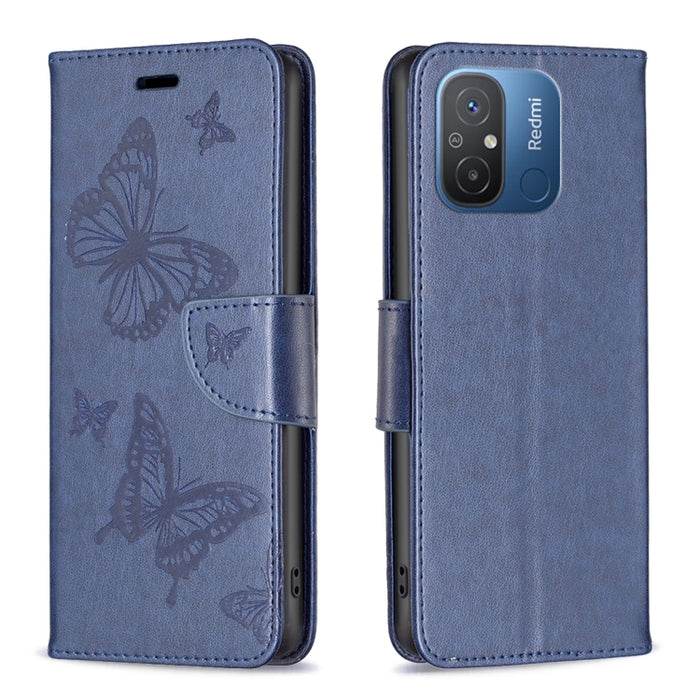 Estuche para teléfono de cuero con estampado de dos mariposas en relieve, For vivo Y02 4G, For Xiaomi Redmi 12C, For Xiaomi Redmi K60 / K60 Pro, For Xiaomi Redmi Note 12 Pro+ Global, For Xiaomi Redmi Note 12 Pro 5G Global, For Xiaomi Redmi Note 12 Global