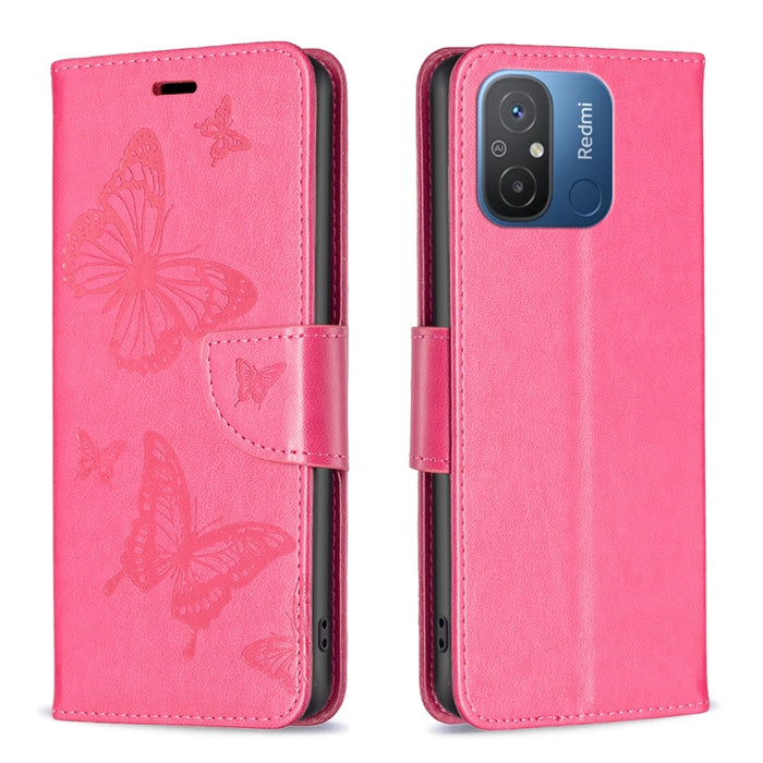 Estuche para teléfono de cuero con estampado de dos mariposas en relieve, For vivo Y02 4G, For Xiaomi Redmi 12C, For Xiaomi Redmi K60 / K60 Pro, For Xiaomi Redmi Note 12 Pro+ Global, For Xiaomi Redmi Note 12 Pro 5G Global, For Xiaomi Redmi Note 12 Global