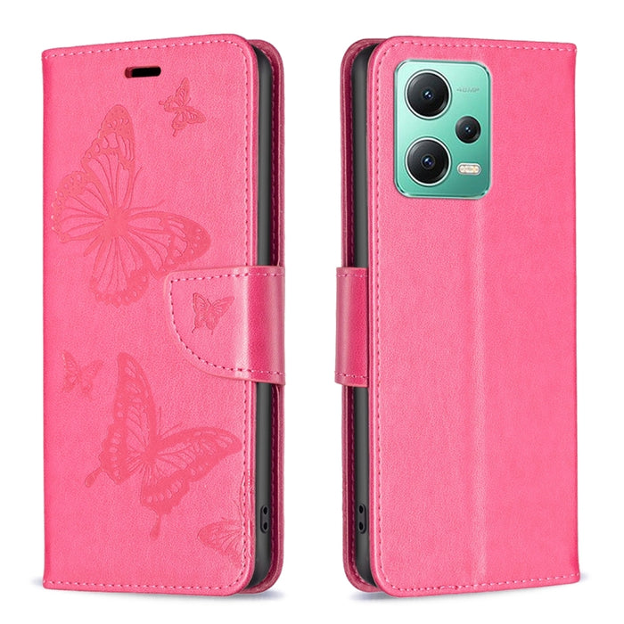 Estuche para teléfono de cuero con estampado de dos mariposas en relieve, For vivo Y02 4G, For Xiaomi Redmi 12C, For Xiaomi Redmi K60 / K60 Pro, For Xiaomi Redmi Note 12 Pro+ Global, For Xiaomi Redmi Note 12 Pro 5G Global, For Xiaomi Redmi Note 12 Global