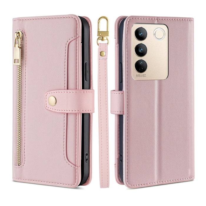 Estuche para teléfono de cuero con cremallera cruzada con textura de oveja, For TCL 405 / 406 / 408, For vivo S16 / S16 Pro, For vivo Y02 4G, For Fujitsu Arrows N F-51C, For Xiaomi Redmi K60E, For Xiaomi Redmi K60 / K60 Pro, For Honor 80 GT            ...