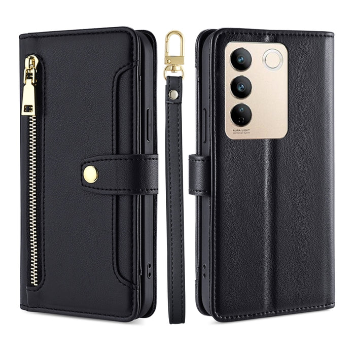 Estuche para teléfono de cuero con cremallera cruzada con textura de oveja, For TCL 405 / 406 / 408, For vivo S16 / S16 Pro, For vivo Y02 4G, For Fujitsu Arrows N F-51C, For Xiaomi Redmi K60E, For Xiaomi Redmi K60 / K60 Pro, For Honor 80 GT            ...
